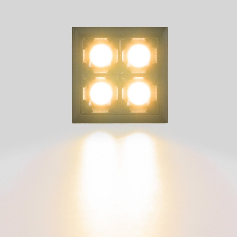 Downlight LED quadrado de encastrar 8W - 4 focos - UGR18 - CRI90 - Chip OSRAM - Preto