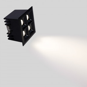 Downlight LED  preto quadrado de encastrar 8W - 4 focos - UGR18 - CRI90 - Chip OSRAM