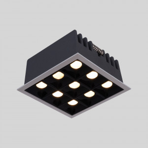 Downlight LED quadrado de encastrar 18W - 9 focos - UGR18 - CRI90 - Chip OSRAM - Branco