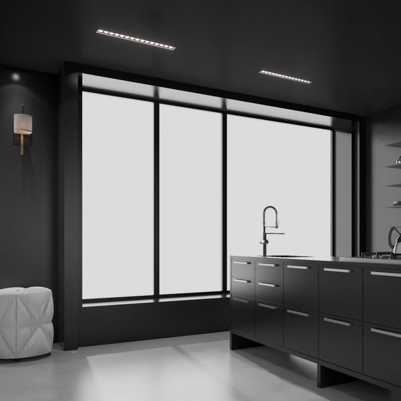 Foco linear de LED encastrável de 30W em tetos de salas de estar Foco linear de LED encastrável de 30W em tetos de salas de estar