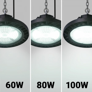 Campânula LED industrial - Potência ajustável 60/80/100W - 150lm/W - Driver LIFUD - 5000K - IP65