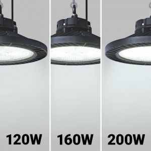 Campânula LED industrial - Potência ajustável 120/160/200W - 150lm/W - Driver LIFUD - 5000K - IP65