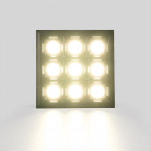 Downlight LED quadrado de encastrar 18W - 9 focos - UGR18 - CRI90 - Chip OSRAM - Branco