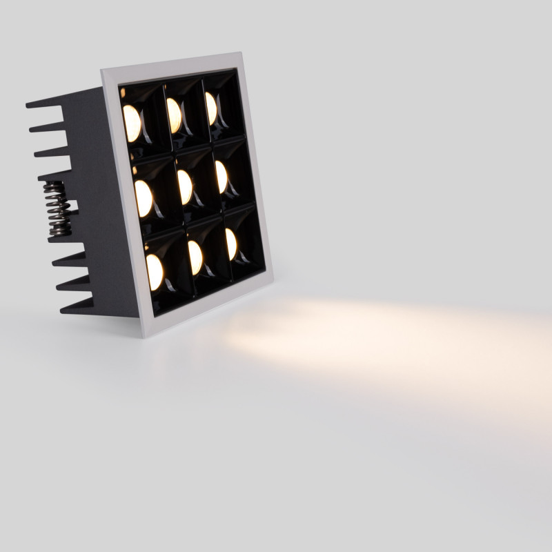 Downlight LED quadrado de encastrar 18W - 9 focos - UGR18 - CRI90 - Chip OSRAM - Branco Downlight LED quadrado de encastrar 18W - 9 focos - UGR18 - CRI90 - Chip OSRAM - Branco