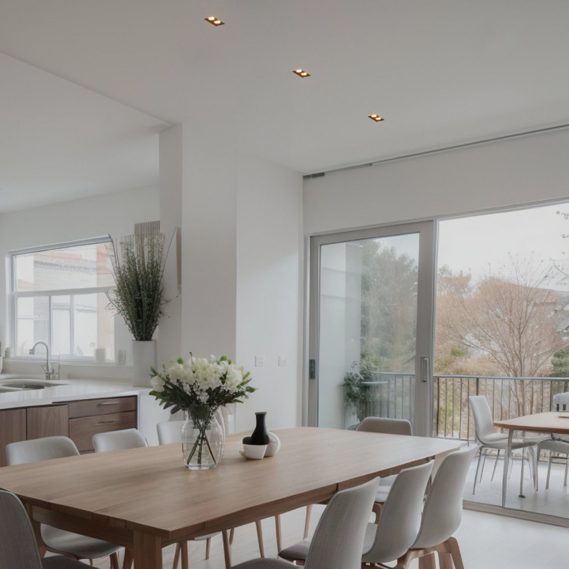 Iluminação embutida no teto da sala de jantar Iluminação embutida no teto da sala de jantar