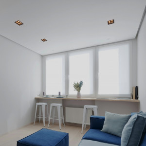 Foco de LED quadrado  de embutir no teto da sala de estar