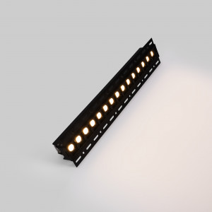 Luminária linear LED para integração em placas de gesso cartonado - 30W - UGR18 - CRI90 - Preto - branco quente