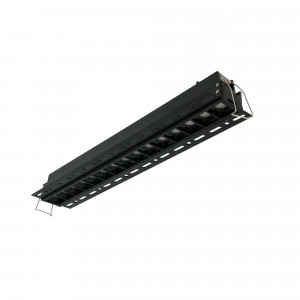 Foco projetor linear LED para integração em placas de gesso cartonado - 30W - UGR18 - CRI90 - Preto