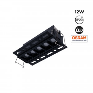 Foco linear LED para integração em gesso cartonado - 12W - UGR18 - CRI90 - Preto