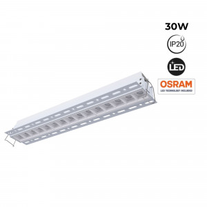 Foco linear LED para integração em gesso cartonado - 30W - UGR18 - CRI90 - Branco