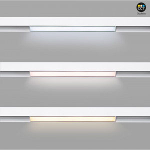 Luminária linear opalina com três tonalidades de luz