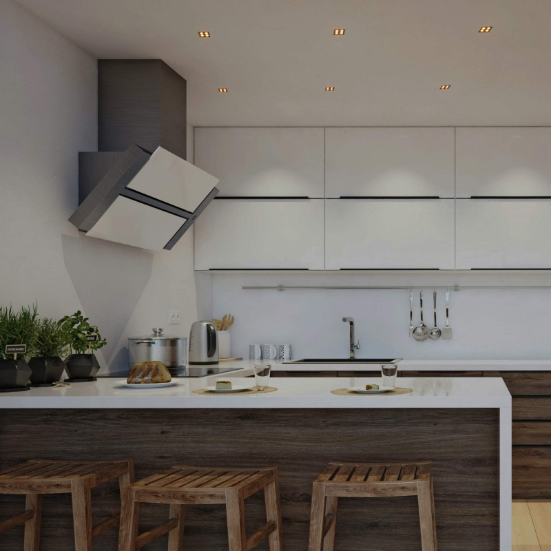 Iluminação embutida no teto da cozinha Iluminação embutida no teto da cozinha