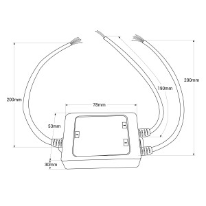 Amplificador de sinal RGBW à prova de água 12-24V DC - 6A/canal - IP67 - MEDIDAS