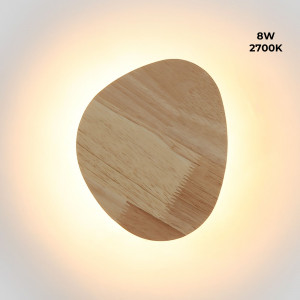 Candeeiro de parede interior em madeira Eclipse 3" 8W - Luz quente