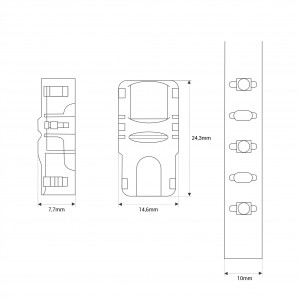 Dimensões do conector do tipo hipopótamo