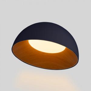 Candeeiro de tecto inclinado LED CCT 24W - Efeito madeira - ø50cm - acabamento externa em cor preta