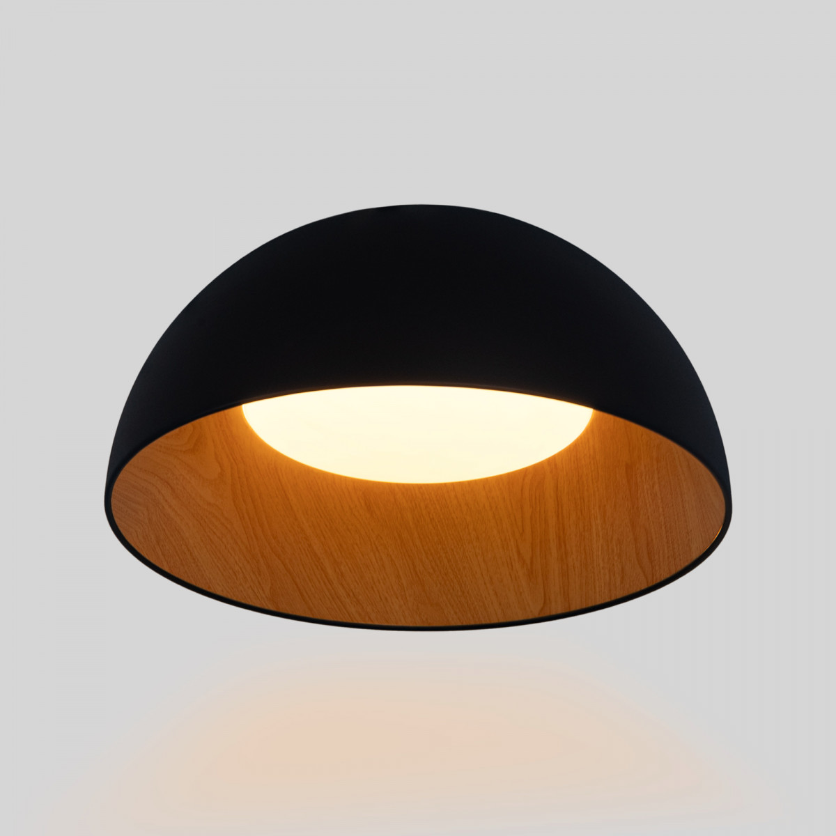 Candeeiro de teto LED CCT 24W - Efeito madeira - ø50cm - preto