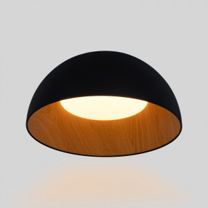 Candeeiro de teto LED CCT 24W - Efeito madeira - ø50cm - preto