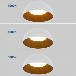 Candeeiros de teto brancos com três opções de temperatura de luz: 3000K, 4000K e 6000K
