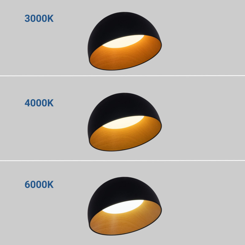 Candeeiros de teto com três opções de temperatura de luz: 3000K, 4000K e 6000K