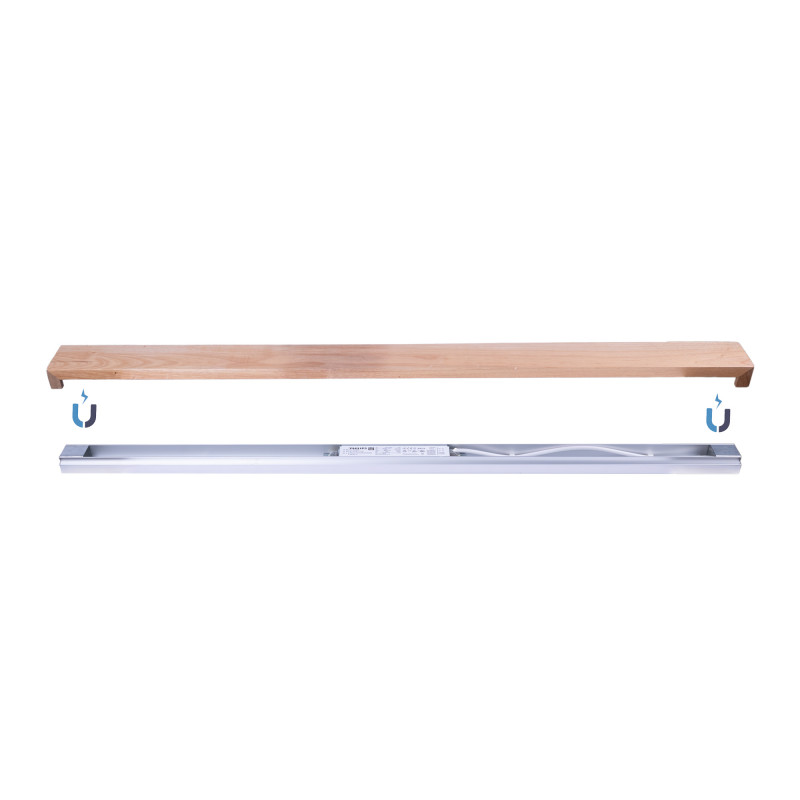 Candeeiro de parede linear de madeira "Wooden" - 26W - 100cm - Philips Driver Candeeiro de parede linear de madeira "Wooden" - 26W - 100cm - Philips Driver