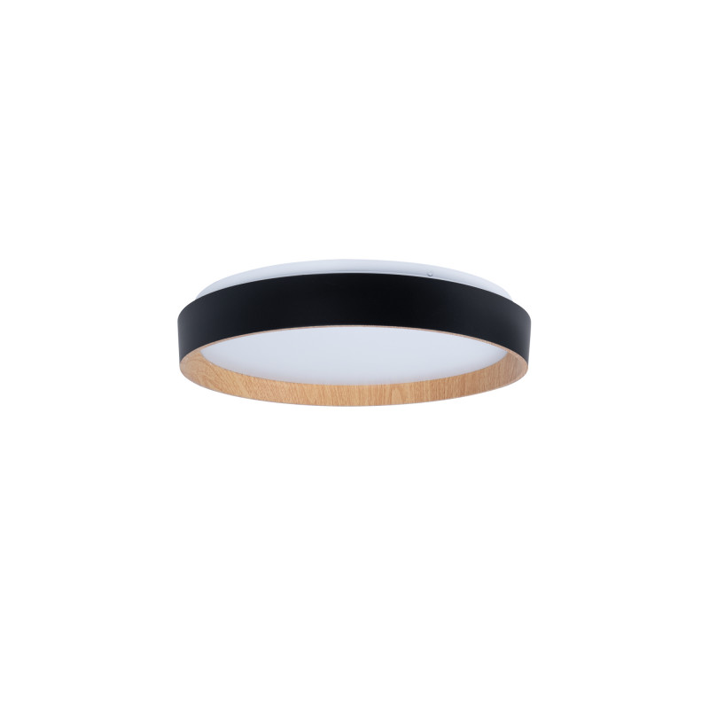 Candeeiro de teto LED CCT 24W - Efeito madeira - Ø40cm -acabamento de cor preta