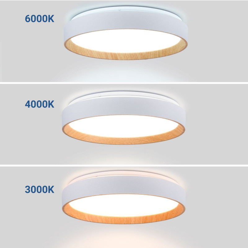 Candeeiro com três temperatura de luz branca: 3000K, 4000K e 6000K Candeeiro com três temperatura de luz branca: 3000K, 4000K e 6000K