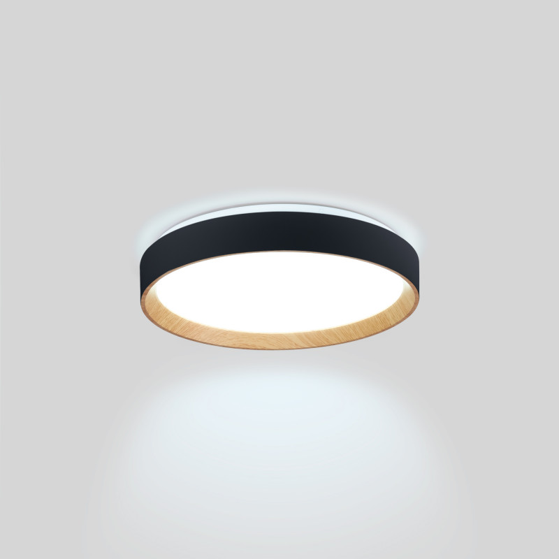 Candeeiro de teto LED CCT 24W - Efeito madeira - Ø40cm