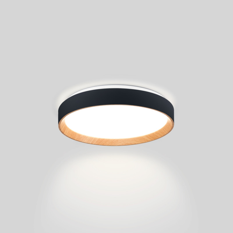 Candeeiro de teto LED CCT 24W - Efeito madeira - Ø40cm