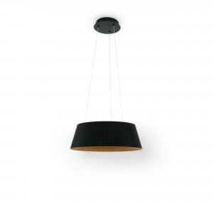 Candeeiro suspenso LED CCT 24W - Efeito madeira - ø46cm - preto