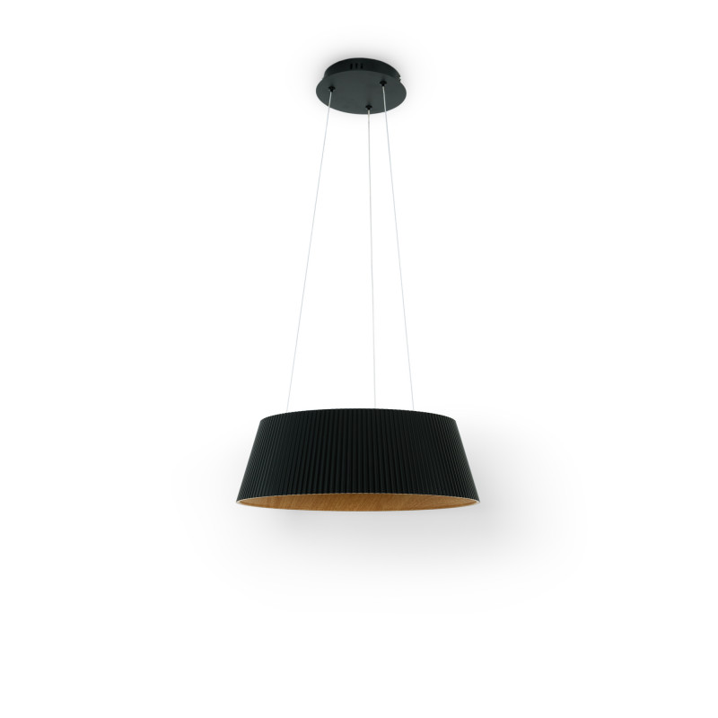 Candeeiro suspenso LED CCT 24W - Efeito madeira - ø46cm - preto Candeeiro suspenso LED CCT 24W - Efeito madeira - ø46cm - preto