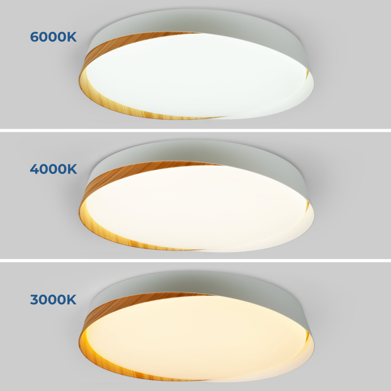 Plafón LED com três opções de tonalidade de luz: fria, quente e neutra Plafón LED com três opções de tonalidade de luz: fria, quente e neutra