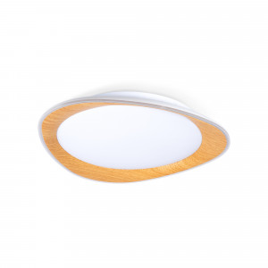 Candeeiro de teto LED do tipo plafon CCT 24W - Efeito madeira - Ø45cm