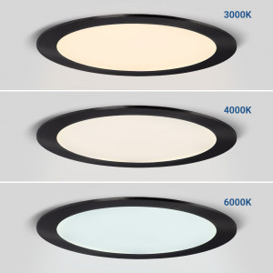 Downlight preto LED ultrafino 18W - CCT - Corte Ø 208mm - 3 cores - branco quente, frio e neutro