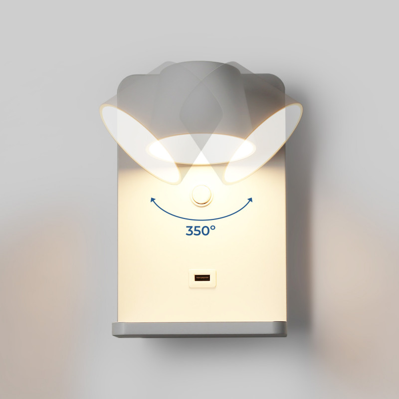 Aplique de parede com porta USB "BASKOP W" - 6W - Base de carregamento sem fios Aplique de parede com porta USB "BASKOP W" - 6W - Base de carregamento sem fios