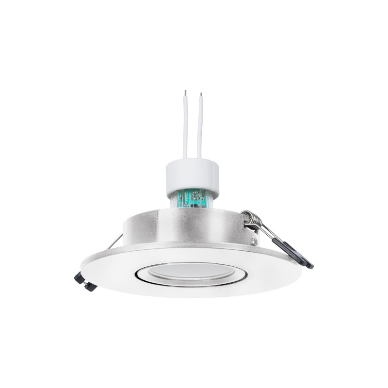 KIT Aro downlight Ø110mm (prateado) + Lâmpada GU10 5,4W + Suporte da lâmpada