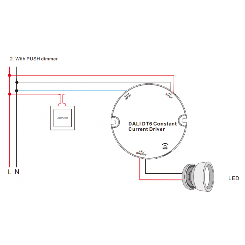 Controlador DALI regulável DT6 NFC monocolor 220-240V - Saída 10-42V DC - 100-500mA - 10W Controlador DALI regulável DT6 NFC monocolor 220-240V - Saída 10-42V DC - 100-500mA - 10W