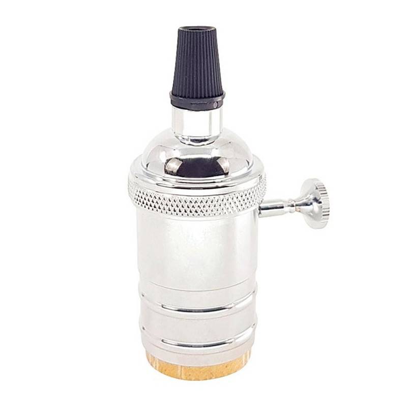 Porta-lâmpada E27 Vintage com interruptor Bronze Rosado / Cromado Porta-lâmpada E27 Vintage com interruptor Bronze Rosado / Cromado