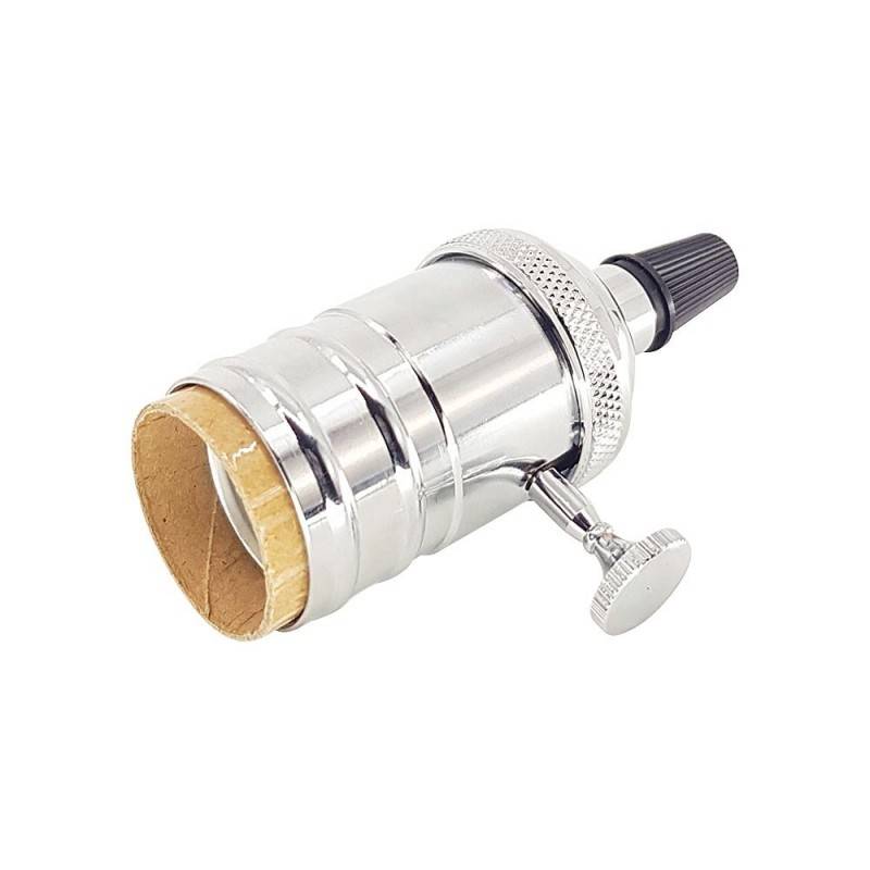 Porta-lâmpada E27 Vintage com interruptor Bronze Rosado / Cromado Porta-lâmpada E27 Vintage com interruptor Bronze Rosado / Cromado