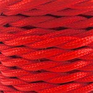 Cabo elétrico decorativo têxtil entrançado 2X0,75 vermelho - 10 metros