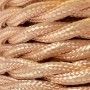 Cabo elétrico decorativo têxtil entrançado 2X0,75 dourado/ rosado - 10 metros Cabo elétrico decorativo têxtil entrançado 2X0,75 dourado/ rosado - 10 metros
