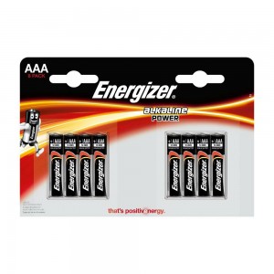 Pilha Energizer Alkaline Power LR03 (AAA) Blister de 8 Um.