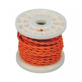 Cabo elétrico decorativo trançado têxtil 2X0,75 laranja Cabo elétrico decorativo trançado têxtil 2X0,75 laranja
