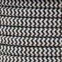 Cabo elétrico têxtil estilo nórdico 2X0,75 em zigue-zague preto e branco