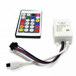 Controlador Fita IC 7,5/12V-DC 8A + comando IR 24 teclas
