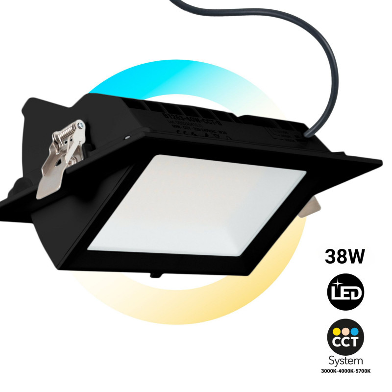 Downlight LED retangular orientável - CCT 60W - Preto - 100° Driver LIFUD Downlight LED retangular orientável - CCT 60W - Preto - 100° Driver LIFUD