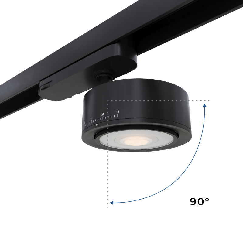 Projetor de calha trifásica LED CCT redondo - 35W - ZOOM 15º- 45º - 4000K - CRI 90