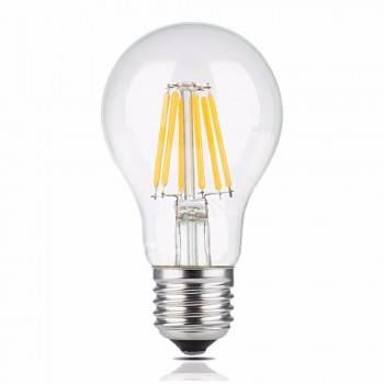Lâmpada LED de filamento E27 8W A60 transparente Lâmpada LED de filamento E27 8W A60 transparente
