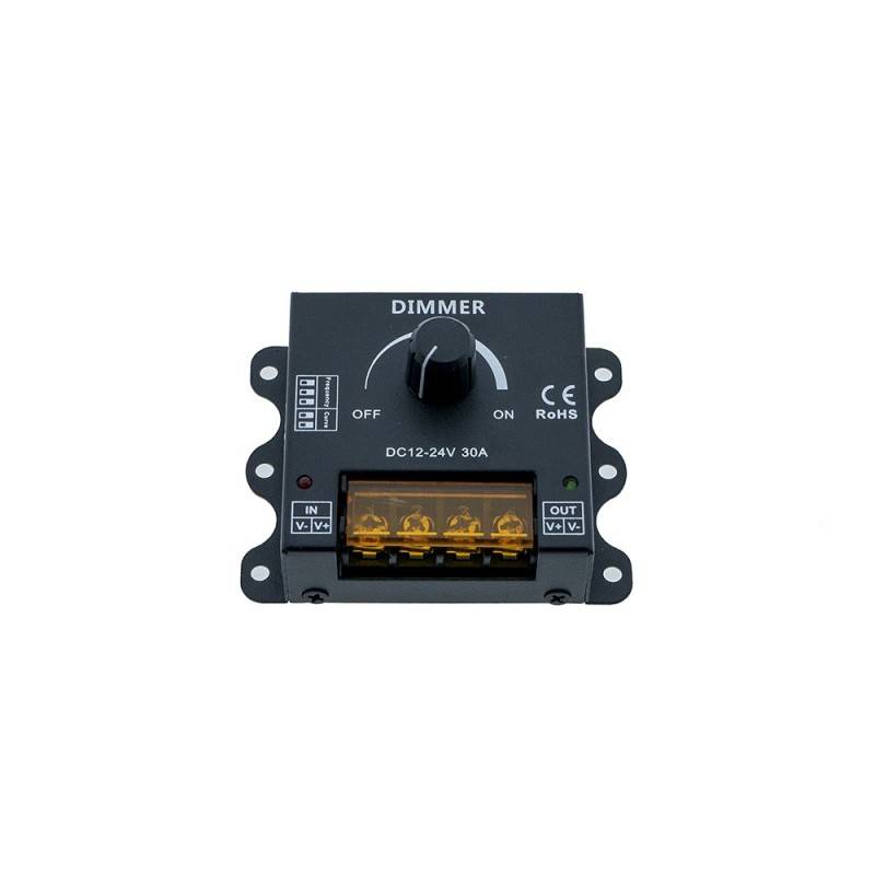 Dimmer PWM manual de frequência e curva de regulação ajustáveis 12/24V 30A