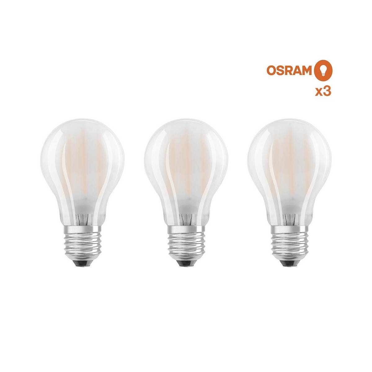 Pacote econômico de 3 lâmpadas LED OSRAM E27 A60 7W Fosco